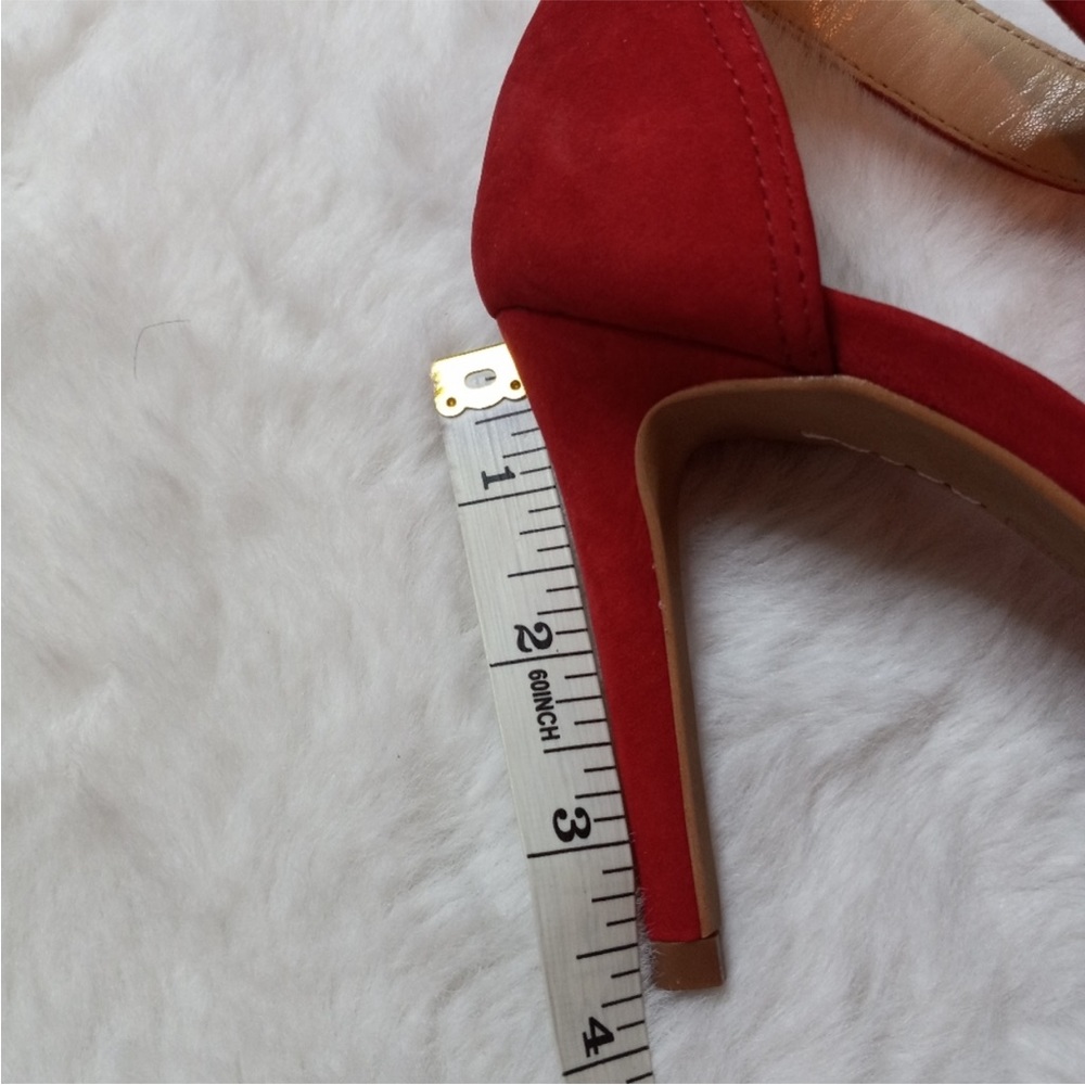 Vince Camuto Red Joshina Fringed Buckle Open Toe High Heels - Picture 5 of 11